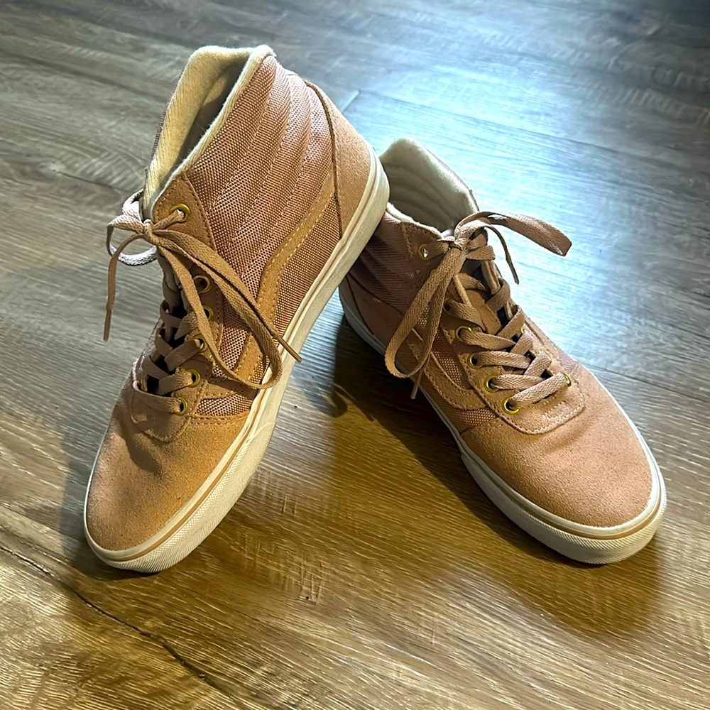 Vans pink suede high tops